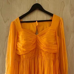 Baise Gaba Tangerine Orange Chiffon Maxi Dress
